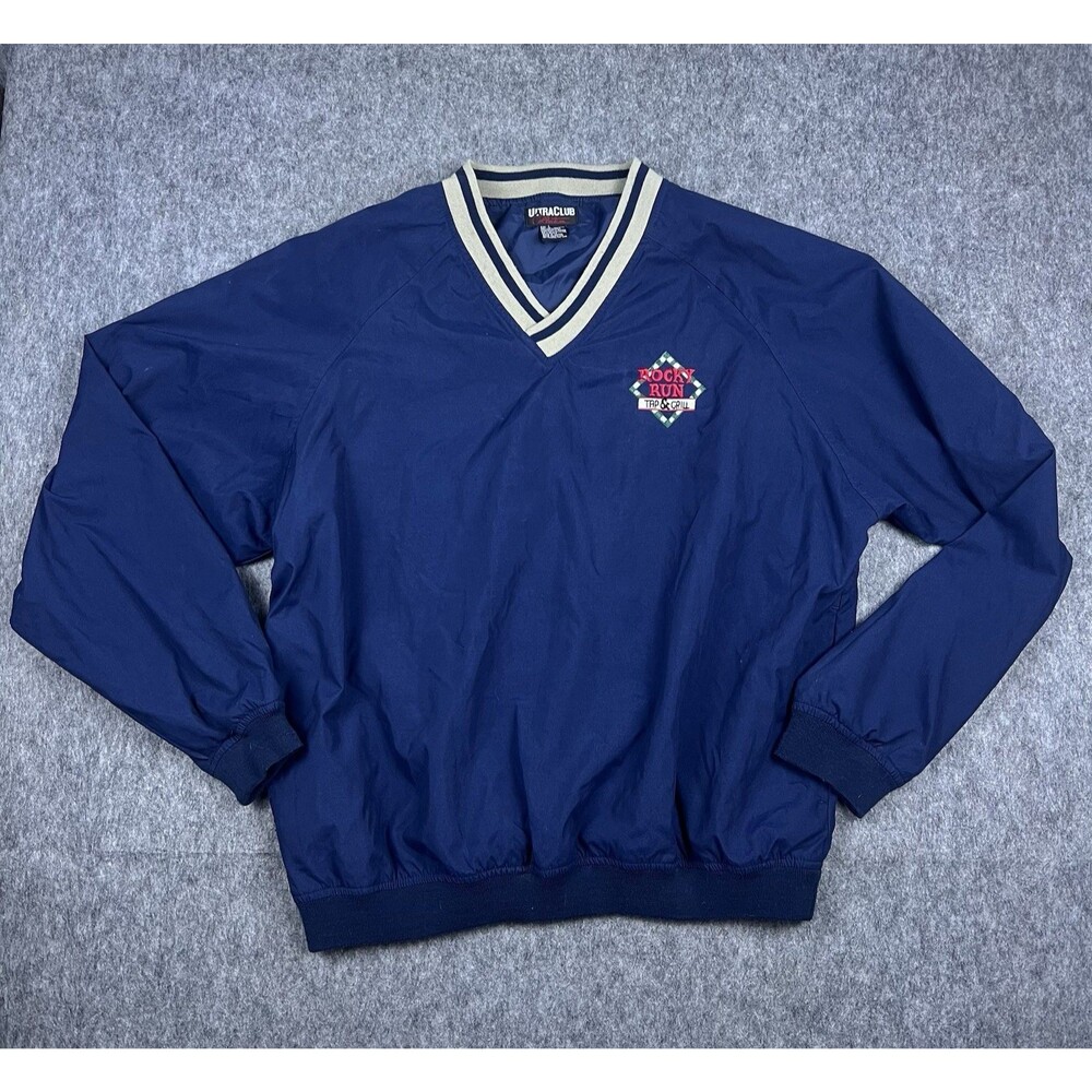 Vtg Ultra Club Collection Men's Pullover Windbreaker Jacket Navy Blue Golf Sz L